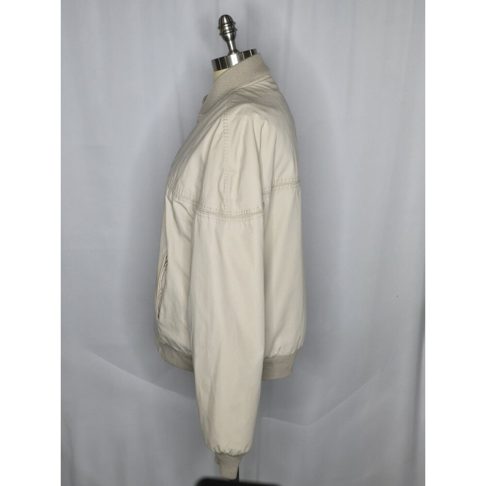 VTG Men's Sears Outerwear Beige Coat Jacket L Tan Quilted Double Front Pocket - Picture 2 of 7
